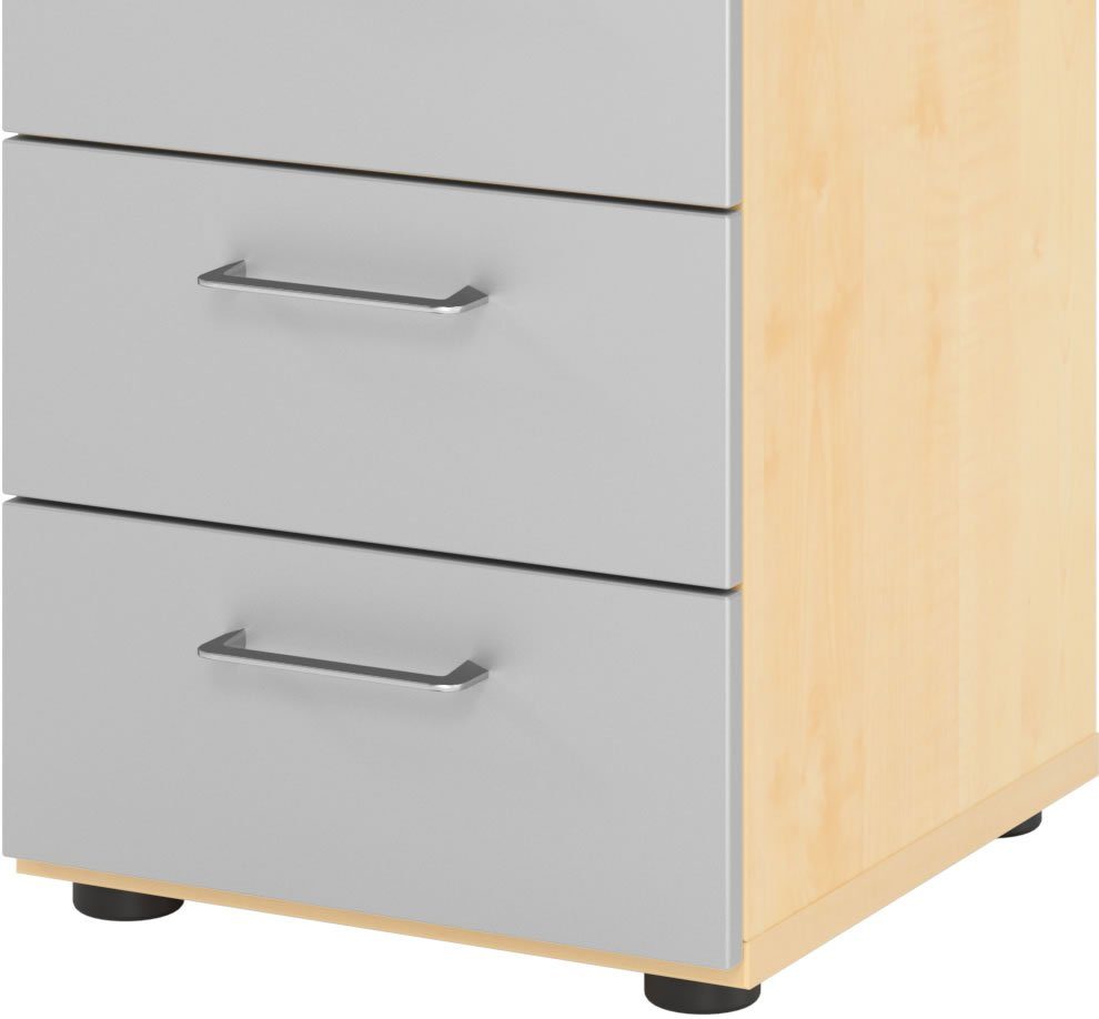 bümö Aktenregal smart Schubladen Regal - 4 Schübe, Dekor: Weiß/Silber