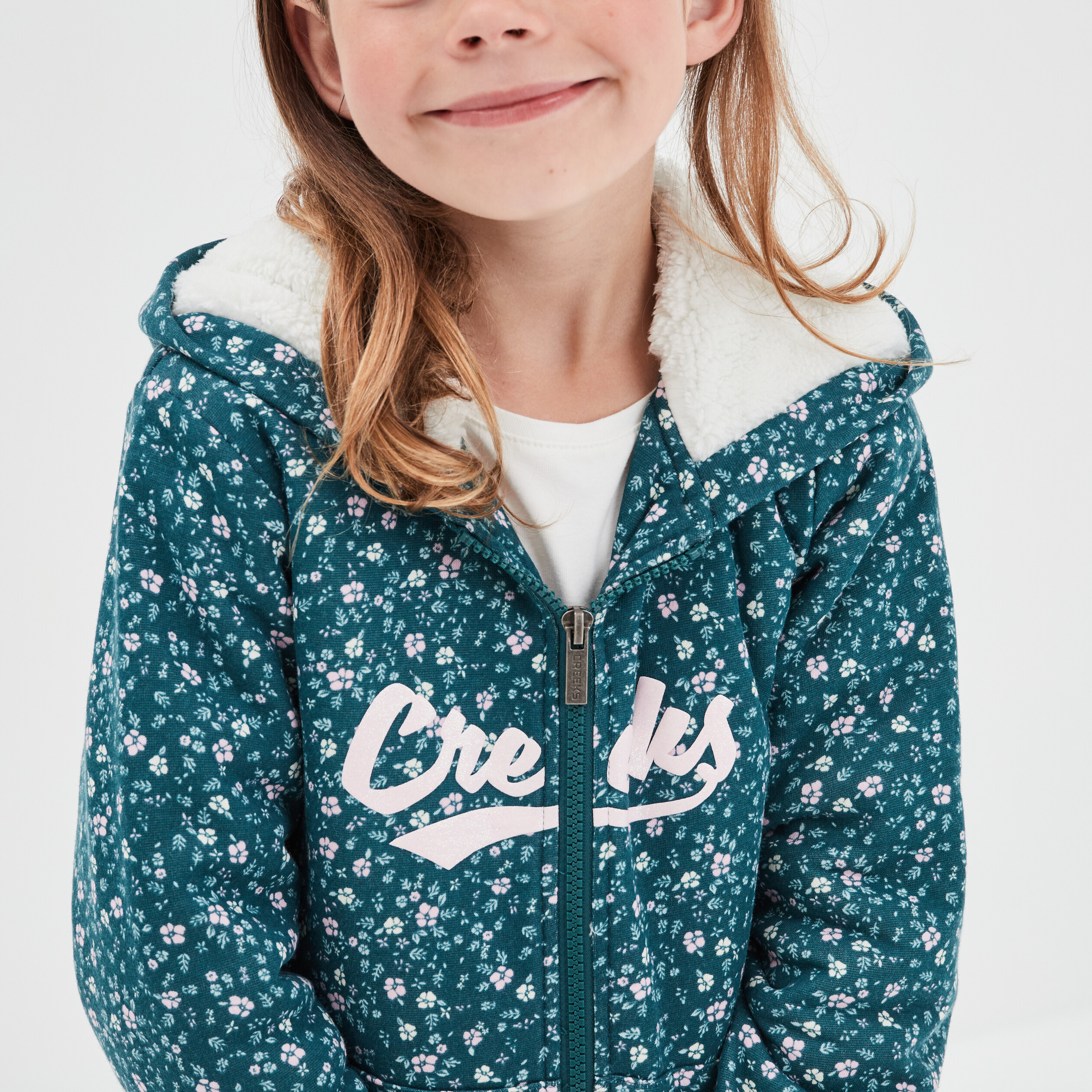 Gilet doublé à capuche vert foncé fille | La Halle