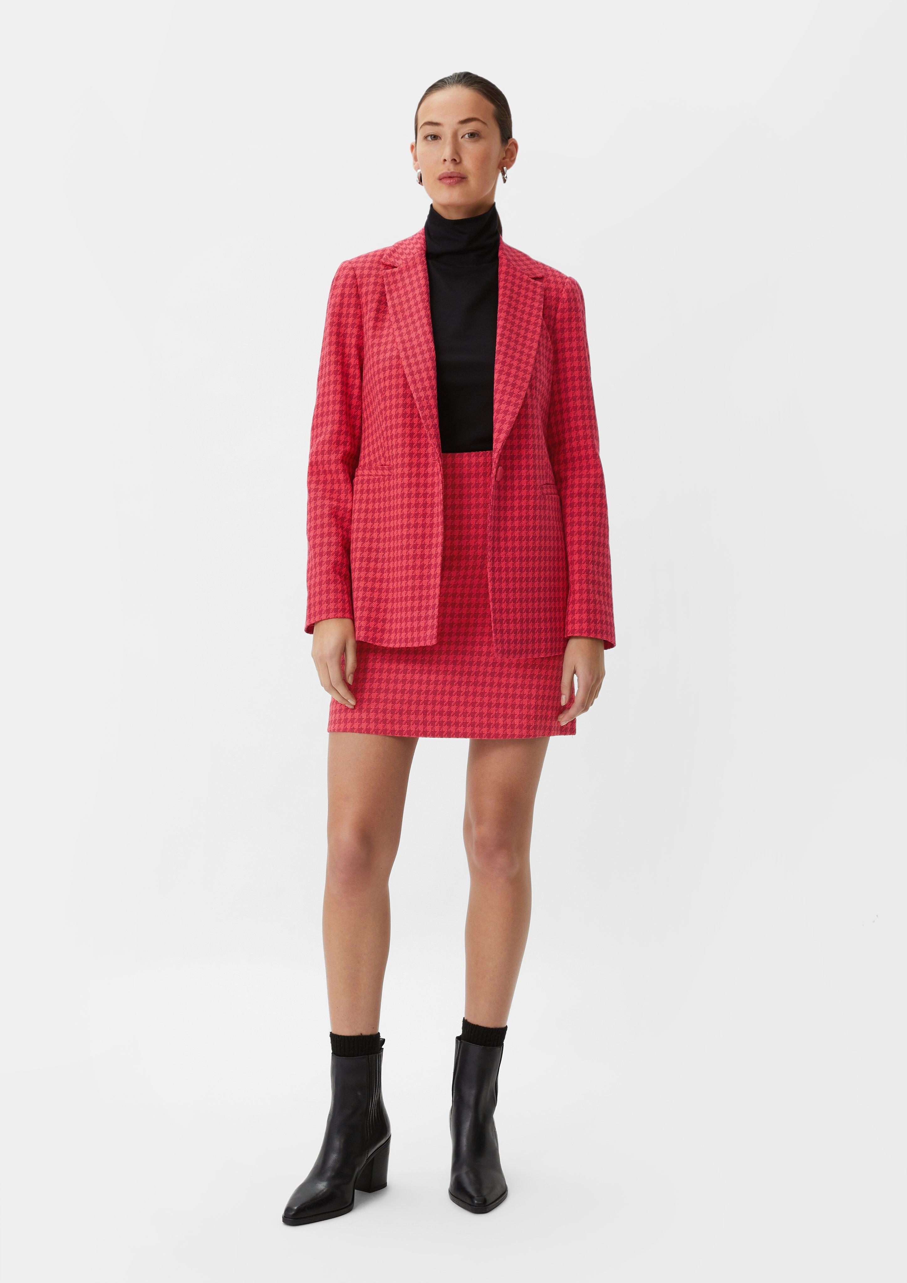 Minirock mit Hahnentritt-Muster - fuchsia