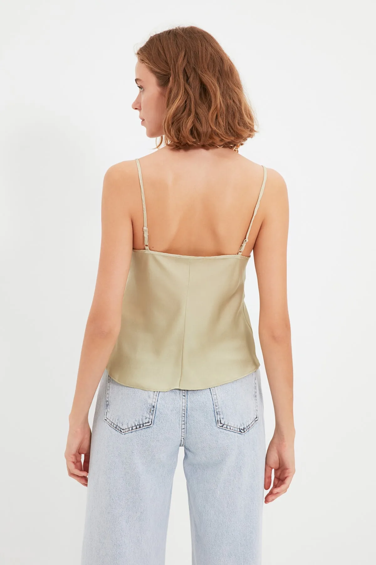 Trendyol Collection  Mintfarbene Satin-Webbluse mit Trägerausschnitt TWOSS19BB0161