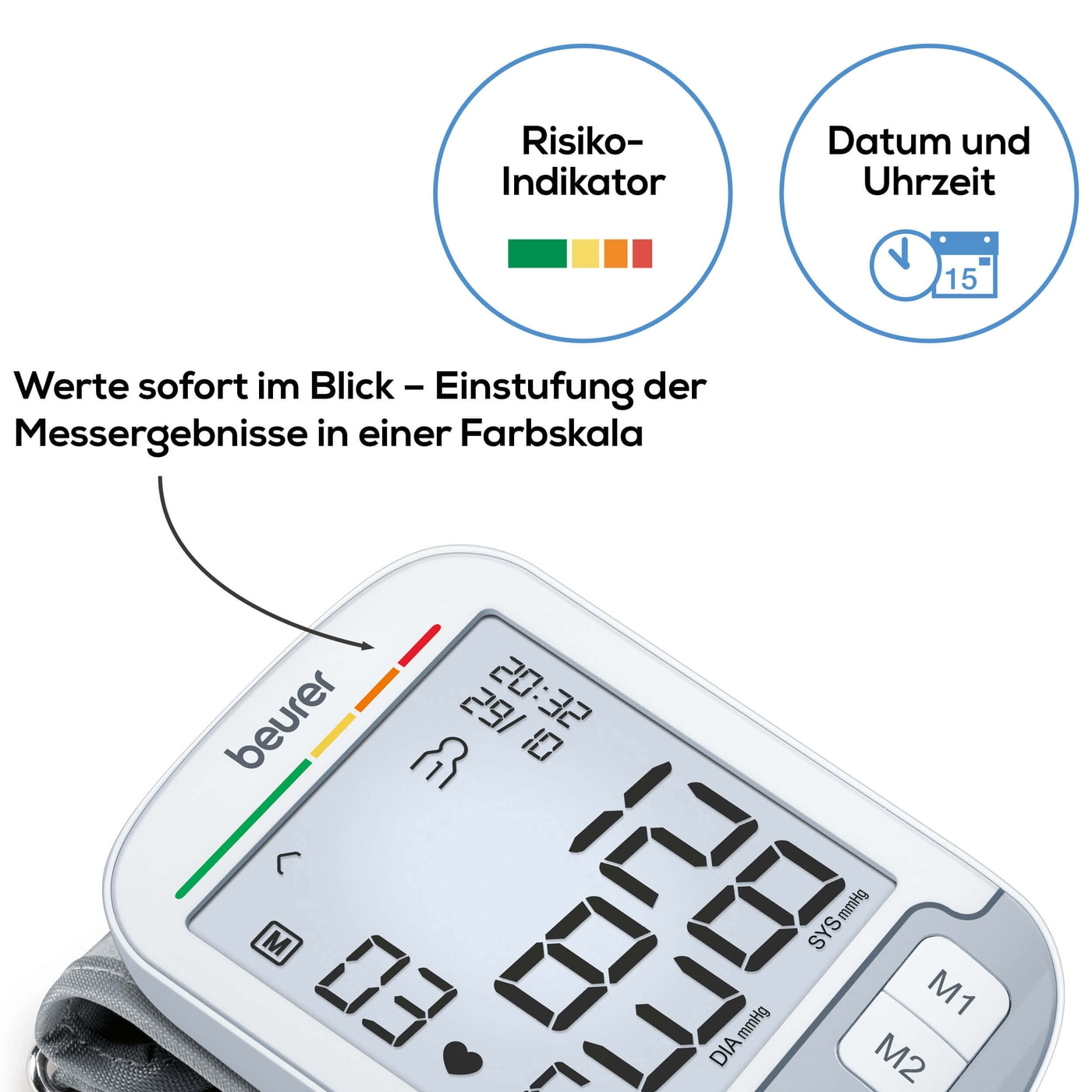 Beurer Handgelenk-Blutdruckmessgerät BC 51-Handgelenk-Blutdruckmessgerät mit Positionierungsanzeige & flachem XL-Display