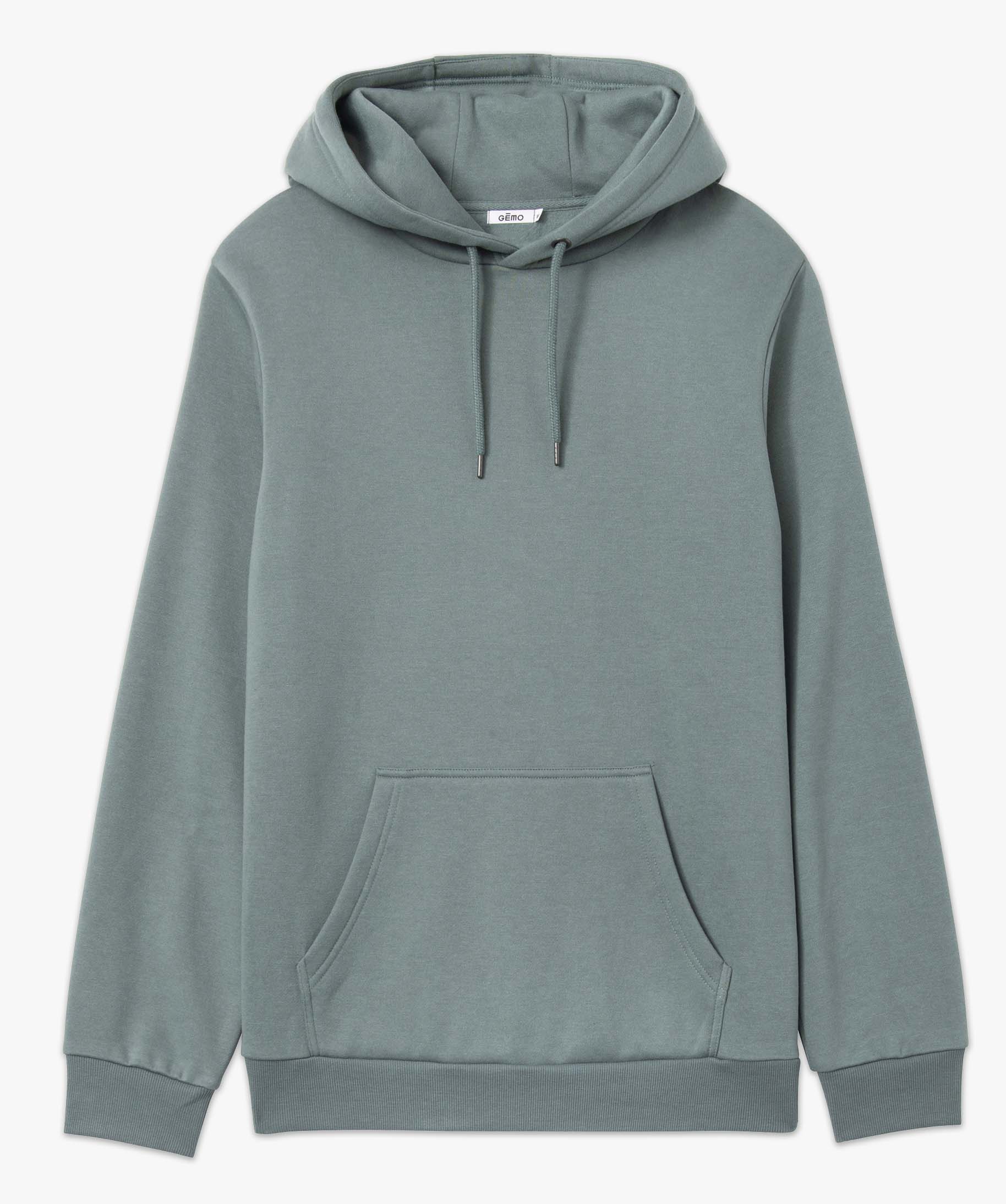 Sweat homme à capuche intérieur molletonné vert | GEMO
