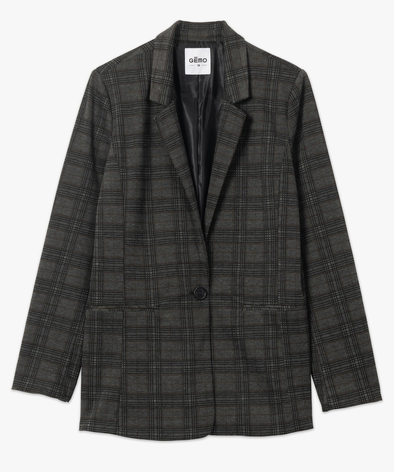 Veste femme à carreaux et col tailleur | GEMO