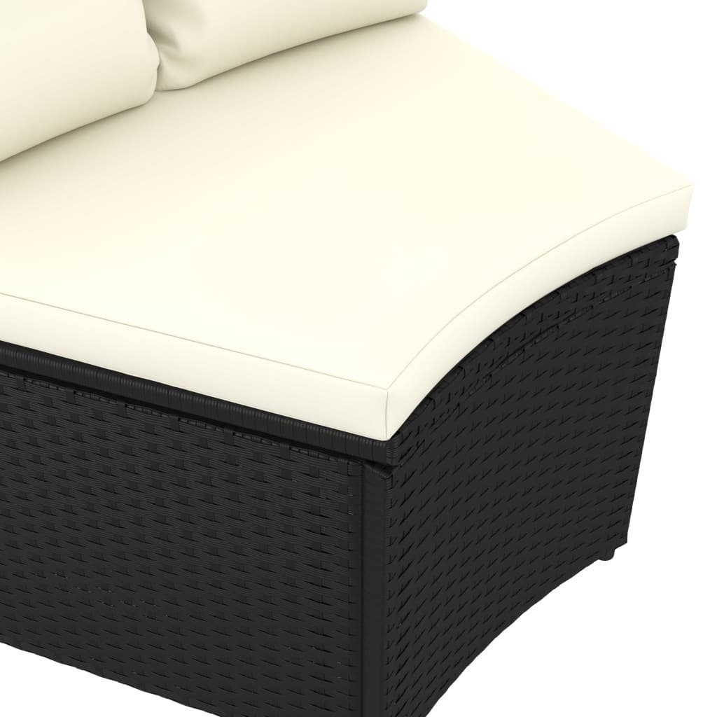 vidaXL Loungesofa 2-tlg. Garten-Sofagarnitur mit Auflagen Poly Rattan Schwarz, 2 Teile