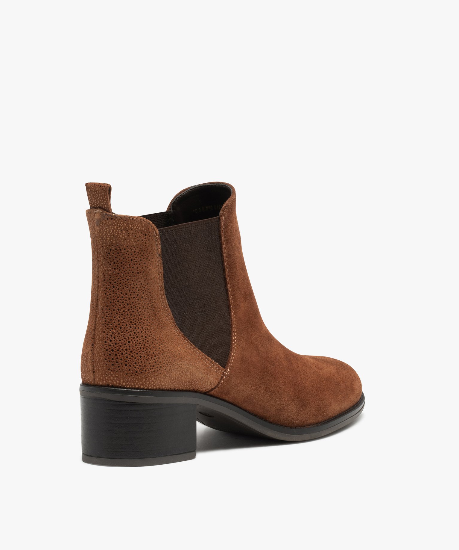 Chelsea boots dessus cuir à petit talon femme camel | GEMO
