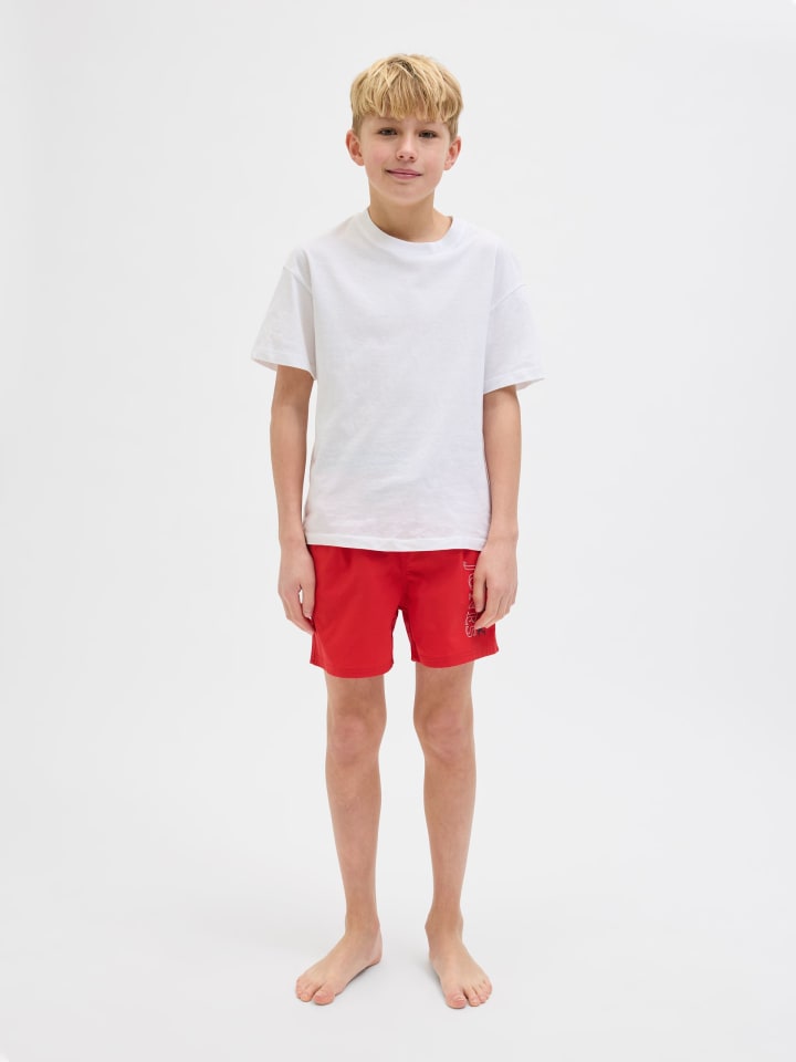 JACK & JONES Junior Badeshorts  JPSTMAUI JJSWIM DOUBLE LOGO JNR in true red günstig kaufen