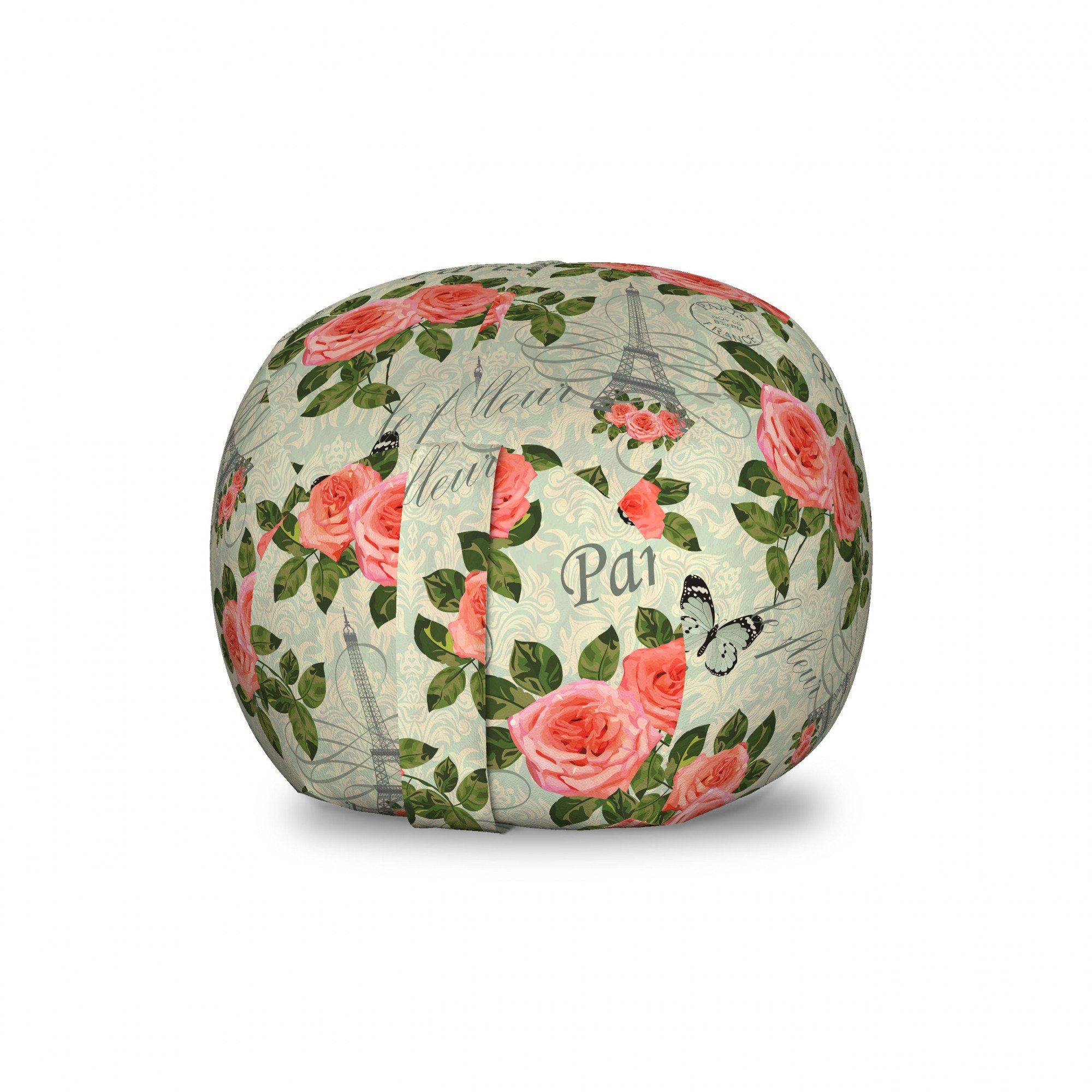 Abakuhaus Spielzeugtruhe Gefüllter Tier Organizer Waschbare Tasche für Kinder, Romantisch Paris Themed Blumen