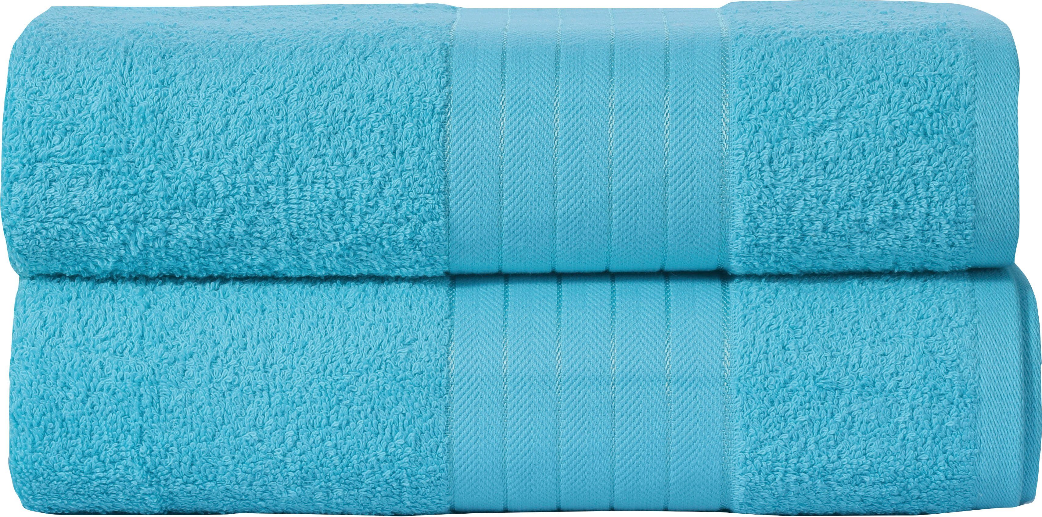 good morning Badetuch Uni Towels, Frottee (2-St), mit gewebtem Rand