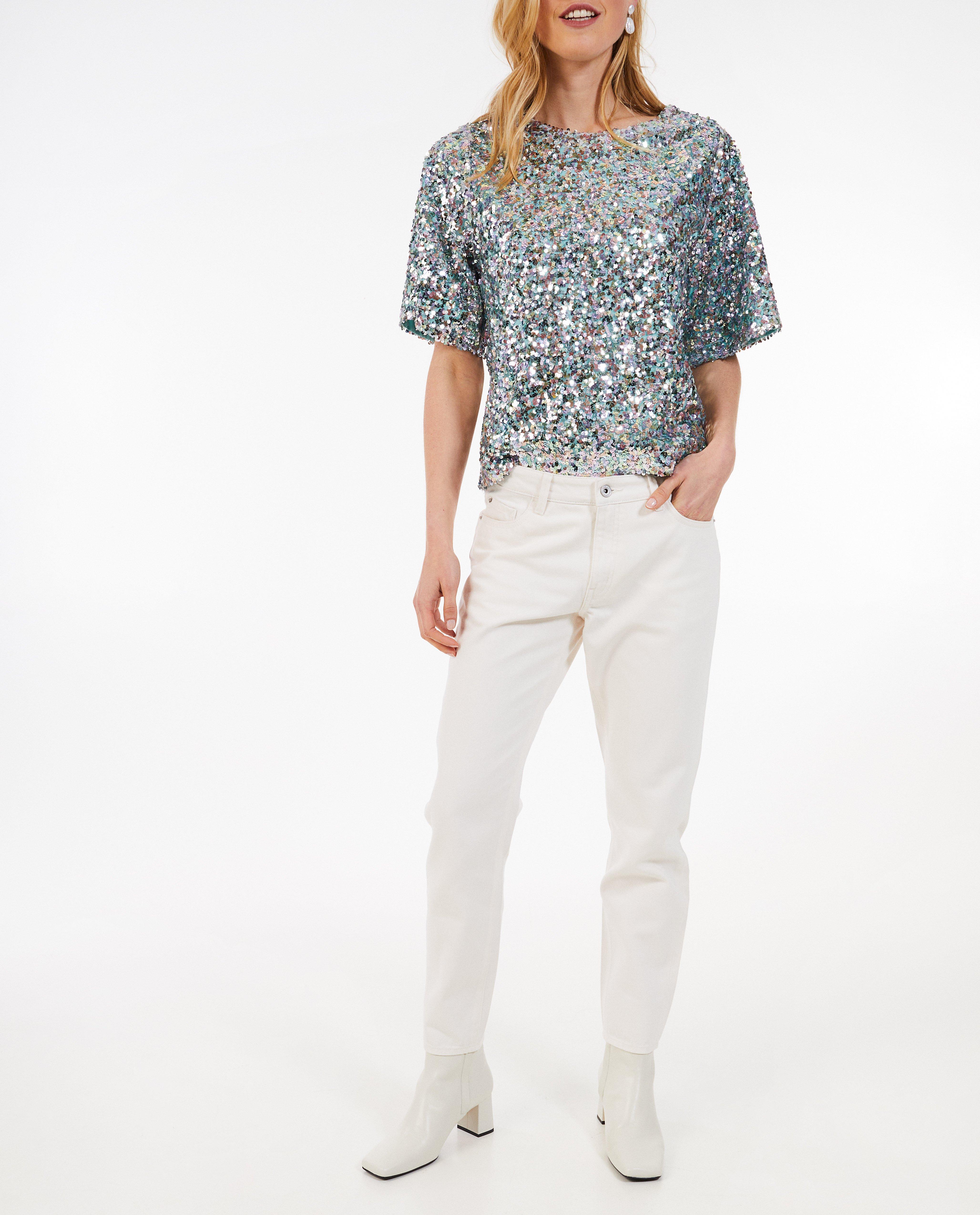 Pantaloni Sora White, croială mom albă