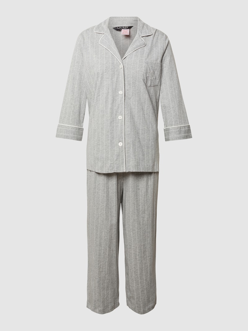 Pyjama mit Streifenmuster in mittelgrau