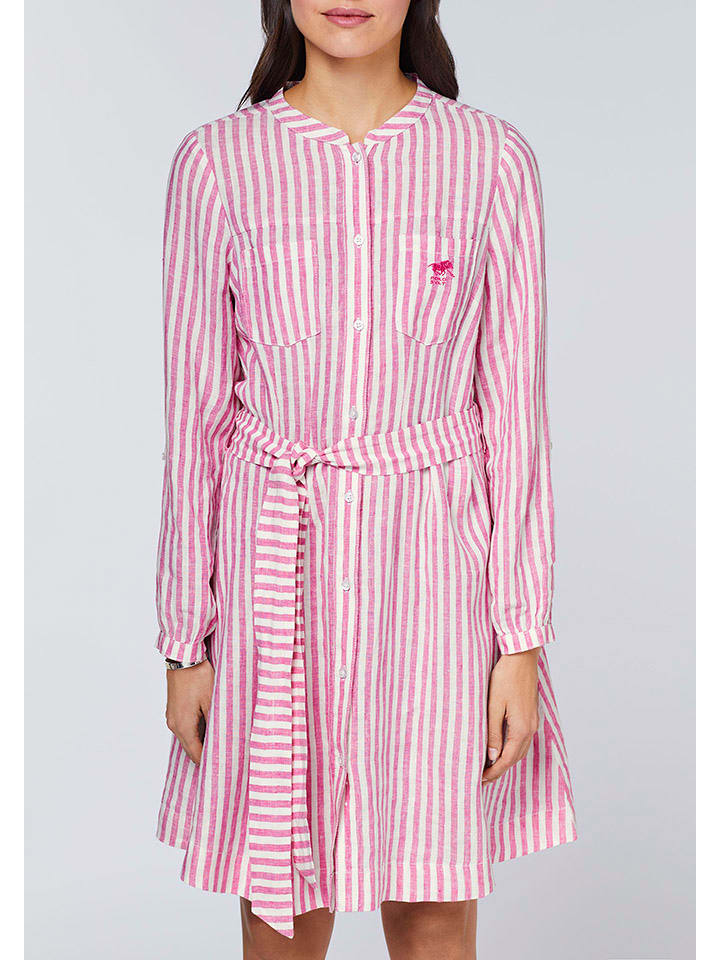Polo Sylt Leinen-Kleid in Pink/ Weiß günstig kaufen