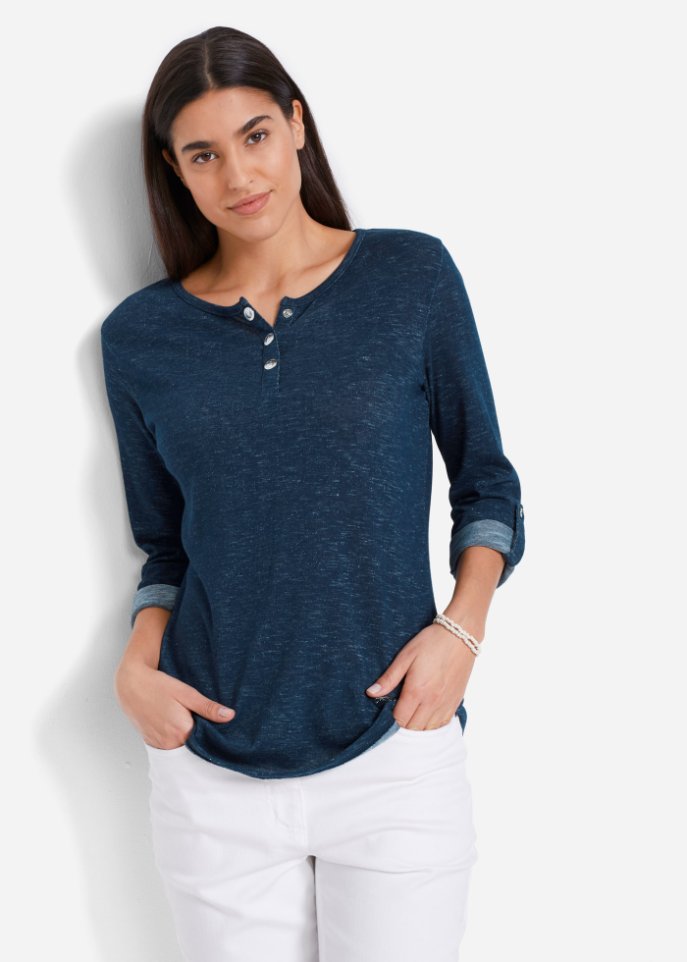 Langarmshirt mit Knopfleiste