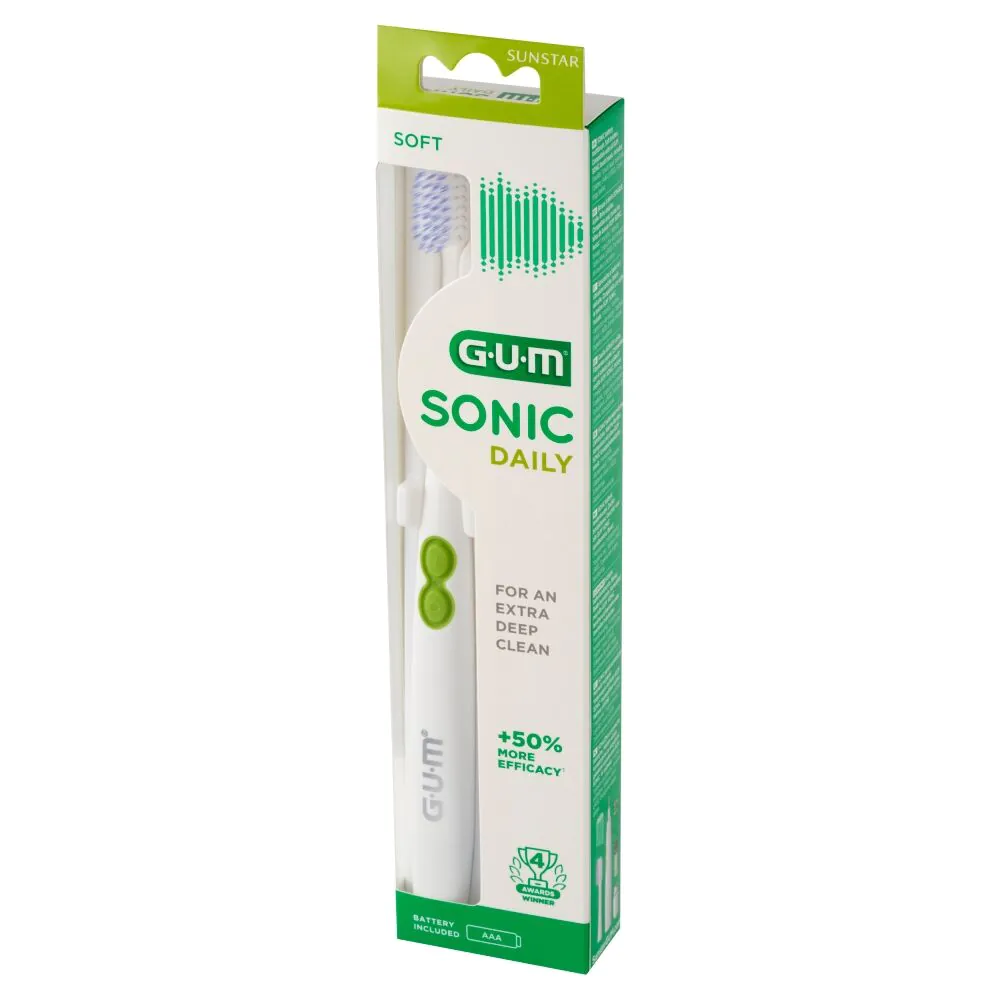 Gum Sonic Daily Sonic Tandbørste, Hvid