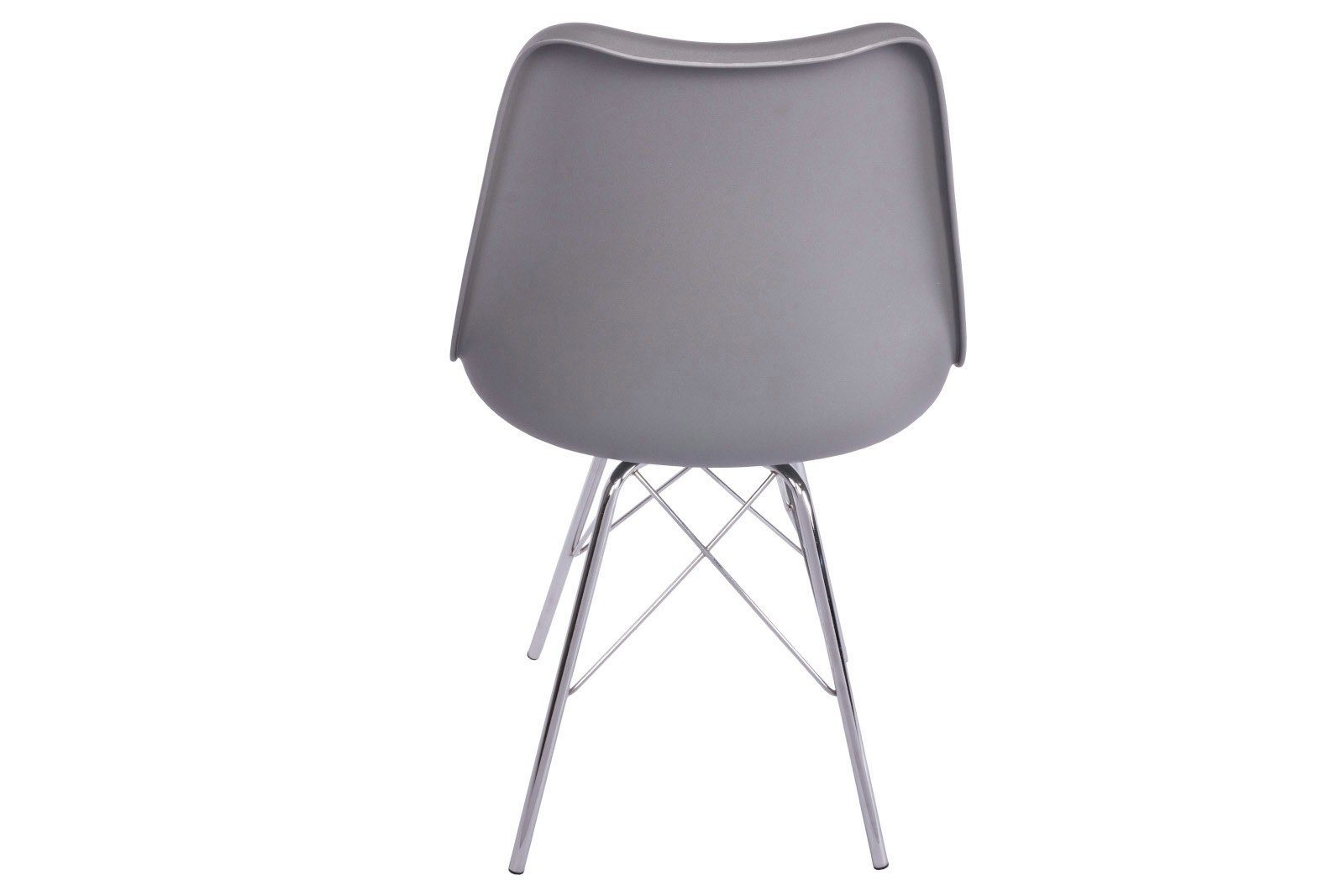 Junado® Schalenstuhl Lekues, Integriertes Kunstleder-Sitzkissen, Stuhl mit Gestell aus Chrom