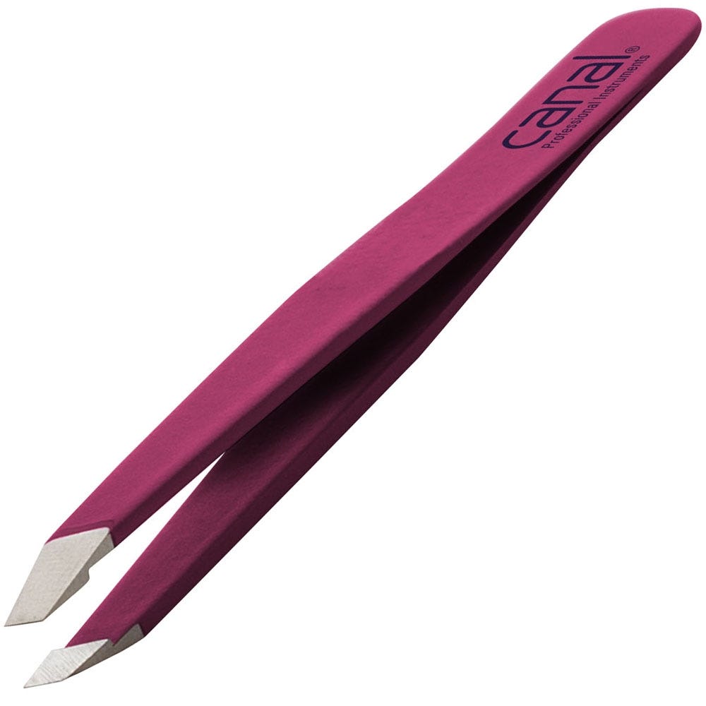 Canal Haarpinzette schräg fuxia rostfrei 95 mm