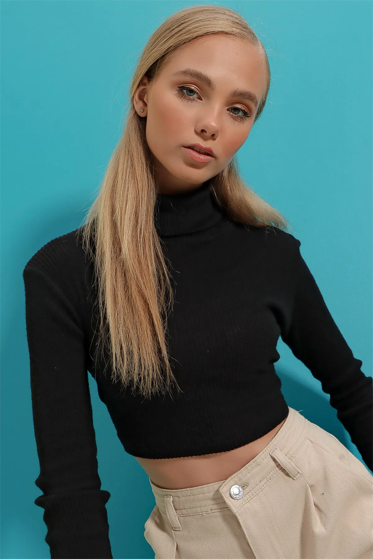 Trend Alaçatı Stili  Pullover - Schwarz - Figurbetont
