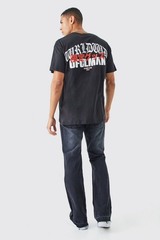 Oversize T-Shirt mit Gothic Worldwide Print