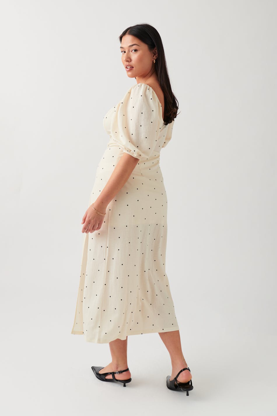 Puff sleeve midi dress