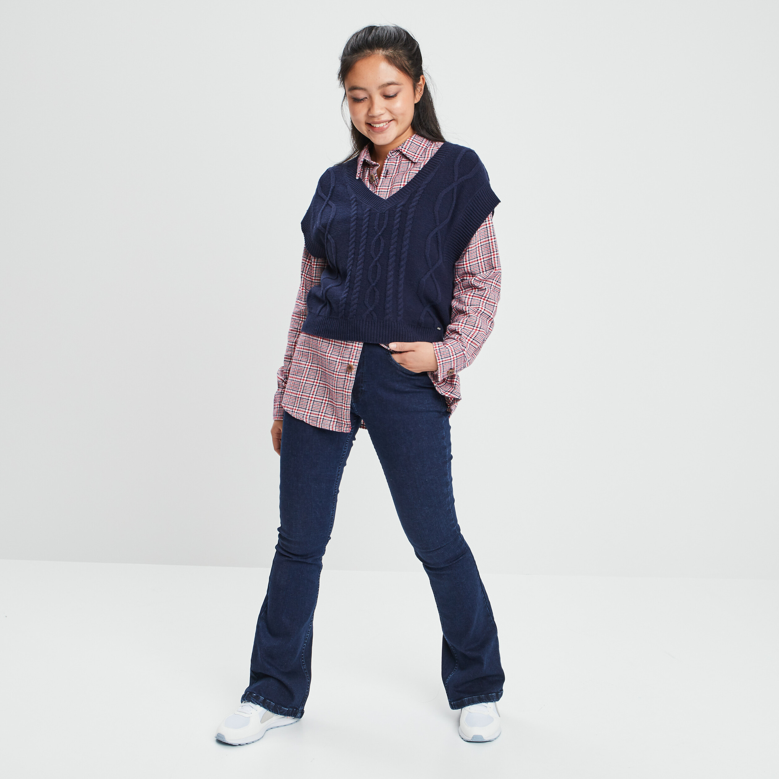 Chemise manches longues Creeks rouge femme | La Halle