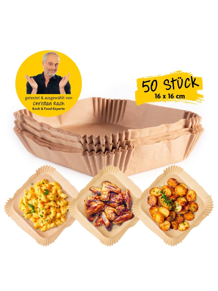 Gourmetmaxx Rachs KOCHWERK Backpapier-Schalen für Heißluft-Fritteusen - 16 x 16 x 4,5 cm - günstig kaufen onesize