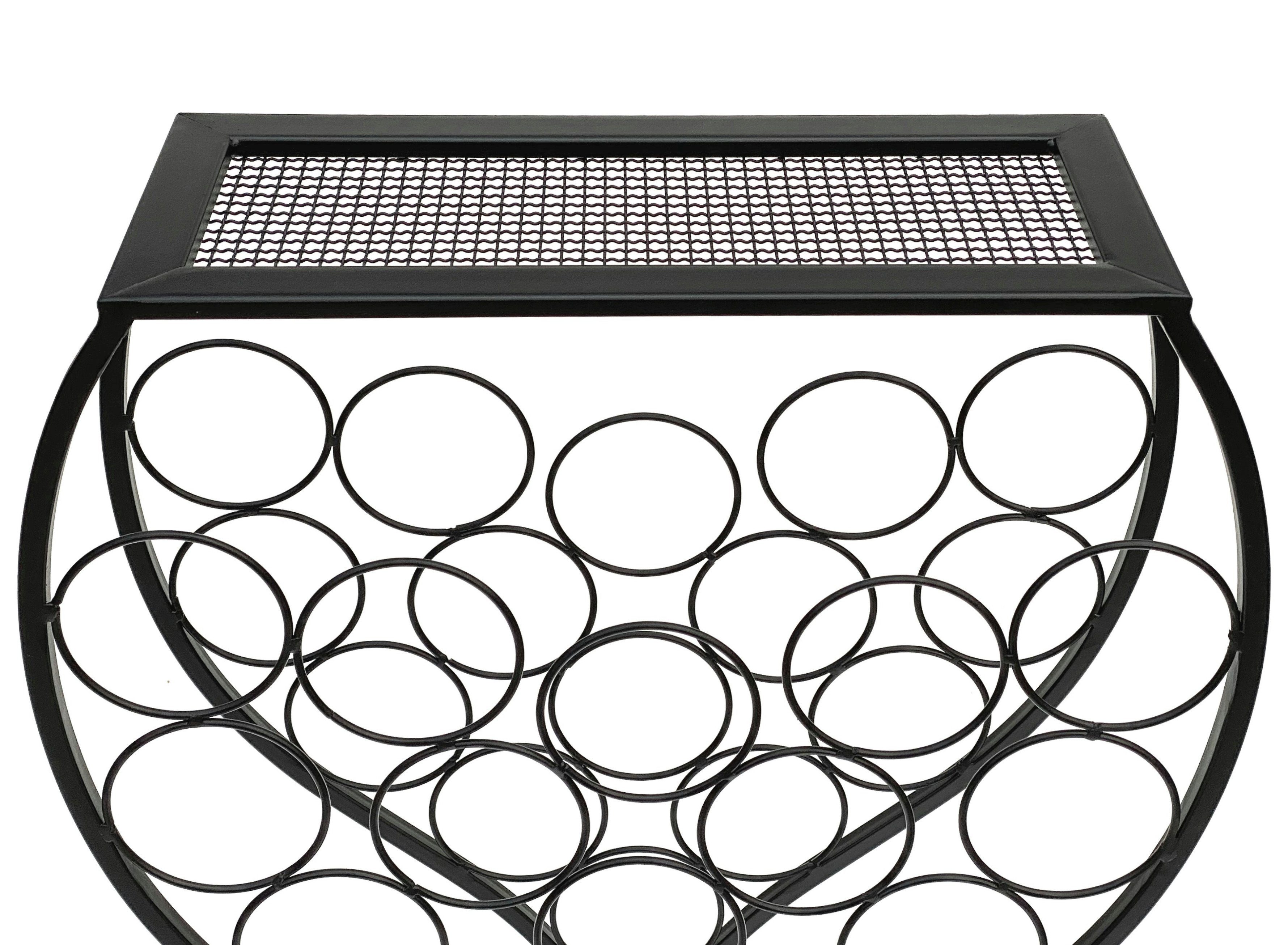 DanDiBo Weinregal im Weinglas Design Metall Schwarz Flaschenregal stehend 100 cm 96211, für 15 Flaschen, mit Ablage, aus Schmiedeeisen
