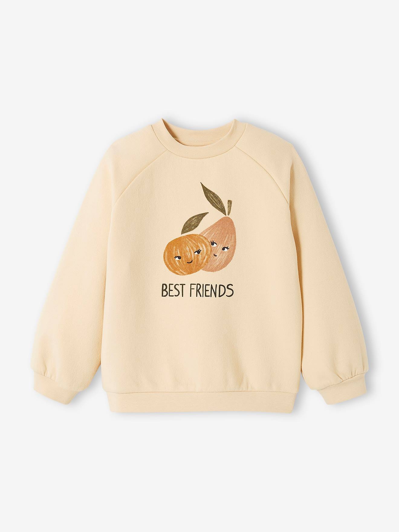 Sweat motif fantaisie fille beige