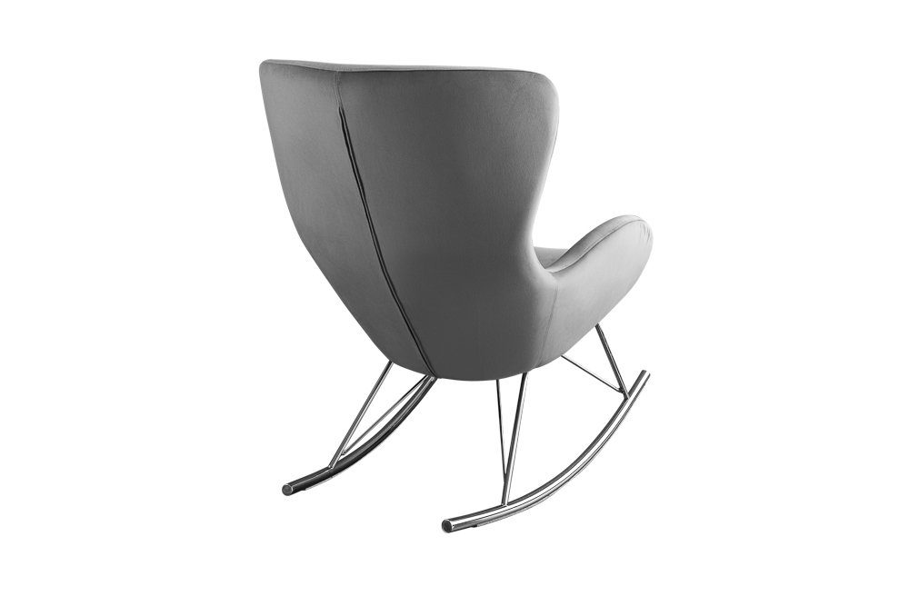 riess-ambiente Schaukelstuhl SCANDINAVIA SWING grau / silber (Einzelartikel, 1 St), Wohnzimmer · Samt · Metall · mit Armlehne · wippbar · Modern Design