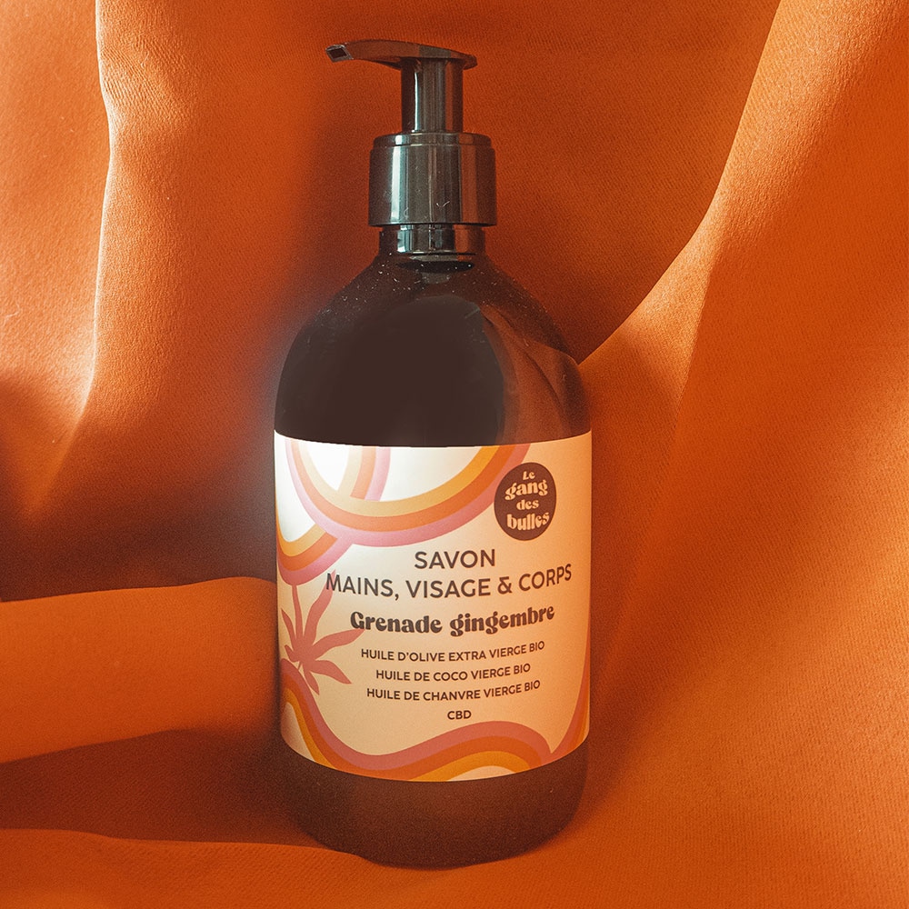 le gang des bulles Savon mains, visage  et  corps - grenade gingembre - 500 ml Savon