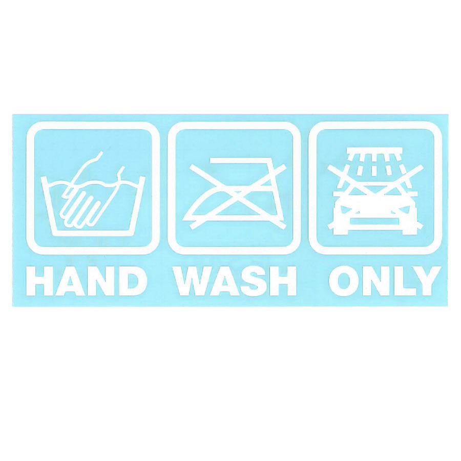 Aufkleber "HAND WASH ONLY" Auto-Sticker in Weiß, selbstklebend, 1 Stück - ATU