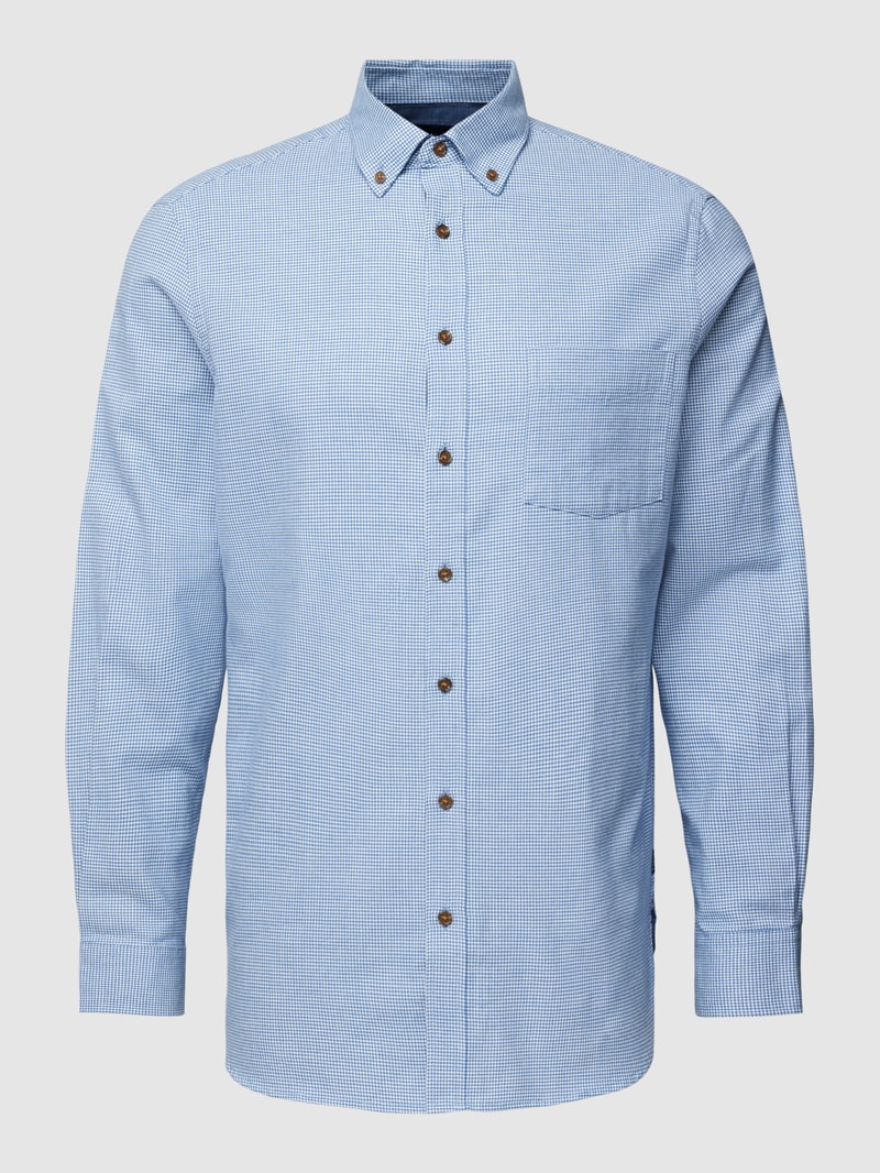 Flanellhemd mit Button-Down-Kragen in metallic blau