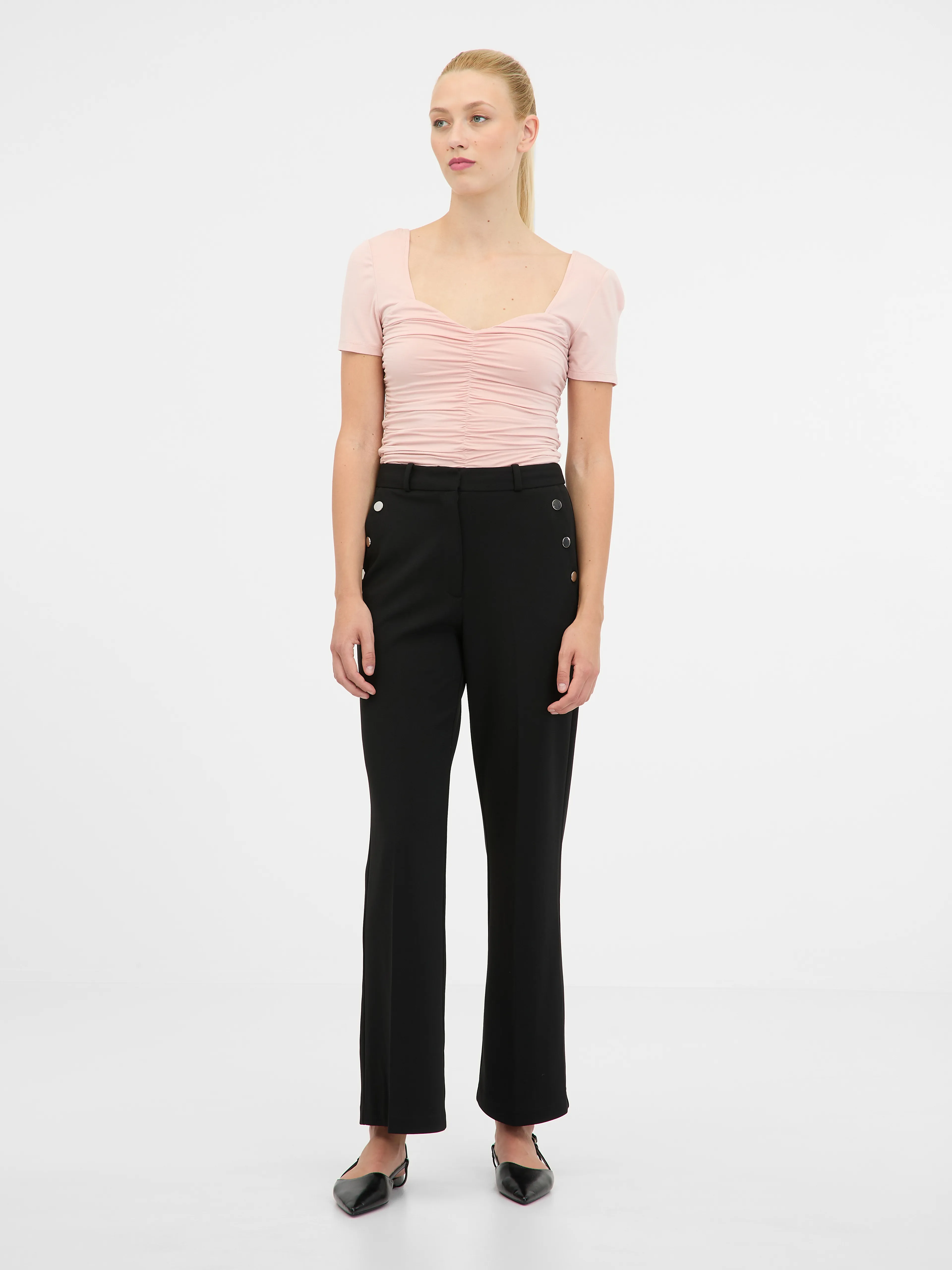 Hellrosa Damen-T-Shirt mit kurzen Ärmeln ORSAY