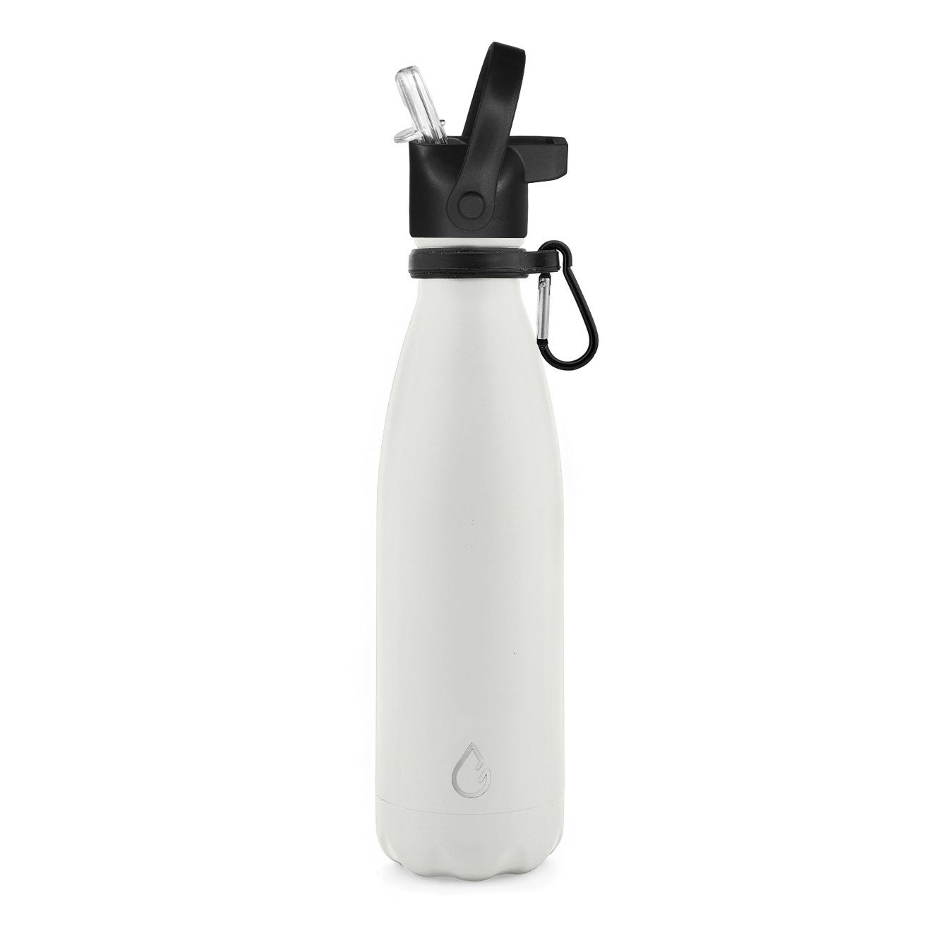 Wattamula Luxus Design Öko Edelstahl 500-ml-Wasserflasche mit Extraverschluss und Tragekarabiner