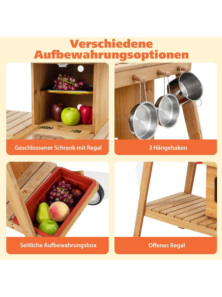 COSTWAY Matschküche mit Sonnenschirm Outdoor ab 3 Jahren in Blau günstig kaufen onesize