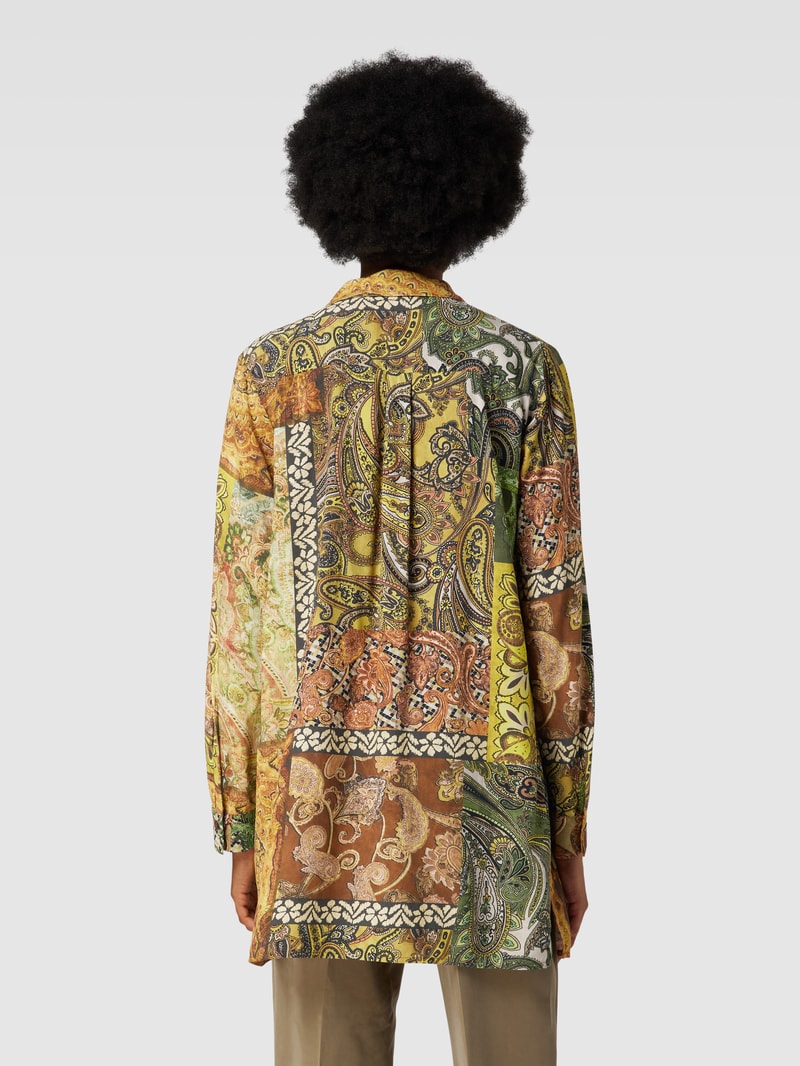 Bluse mit Allover-Print in senfgelb