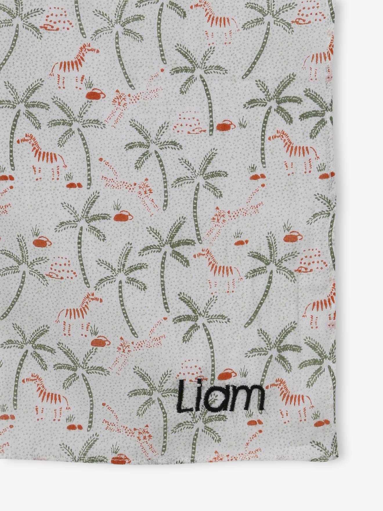 Foulard personnalisable imprimé savane bébé garçon écru