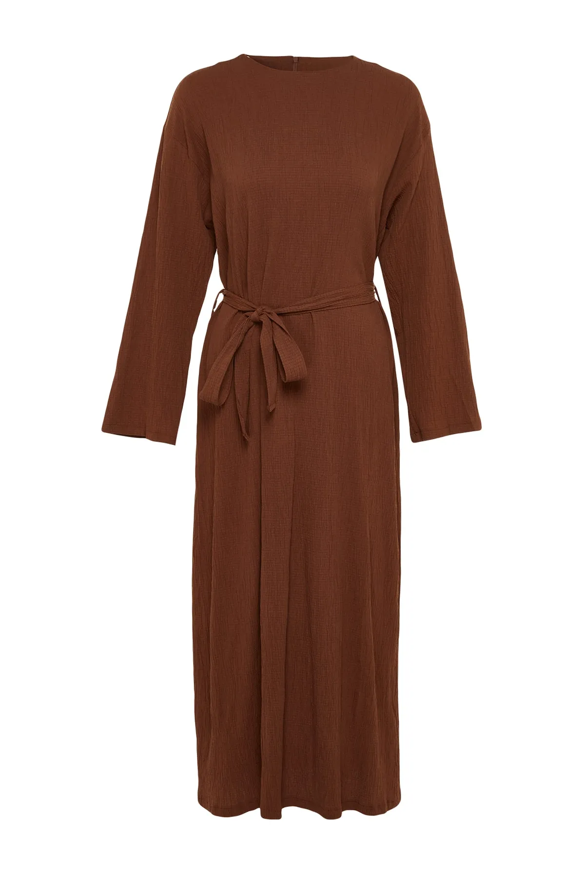 Trendyol Modest  Braunes gewebtes Kleid mit Gürtel TCTSS23EB00043