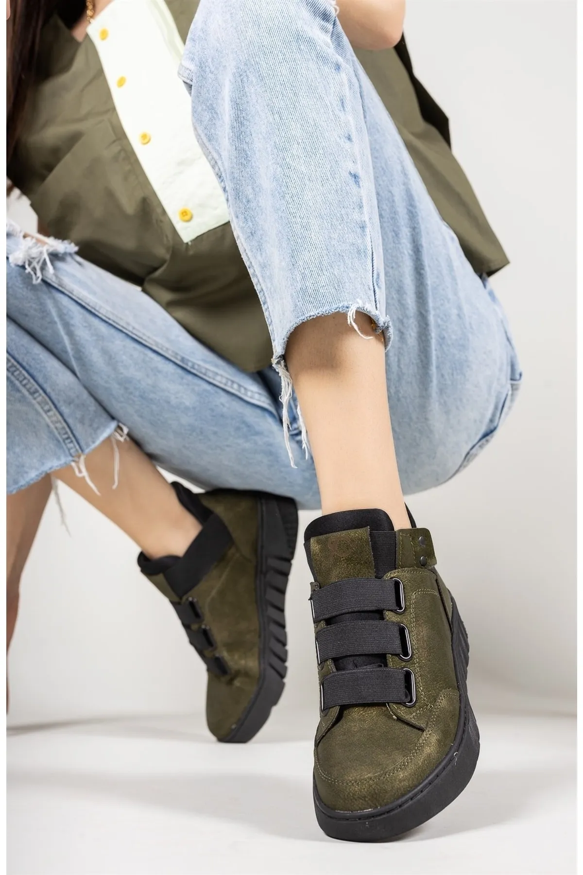 Riccon  Khakifarbene Unisex-Sneakerstiefel 0012383