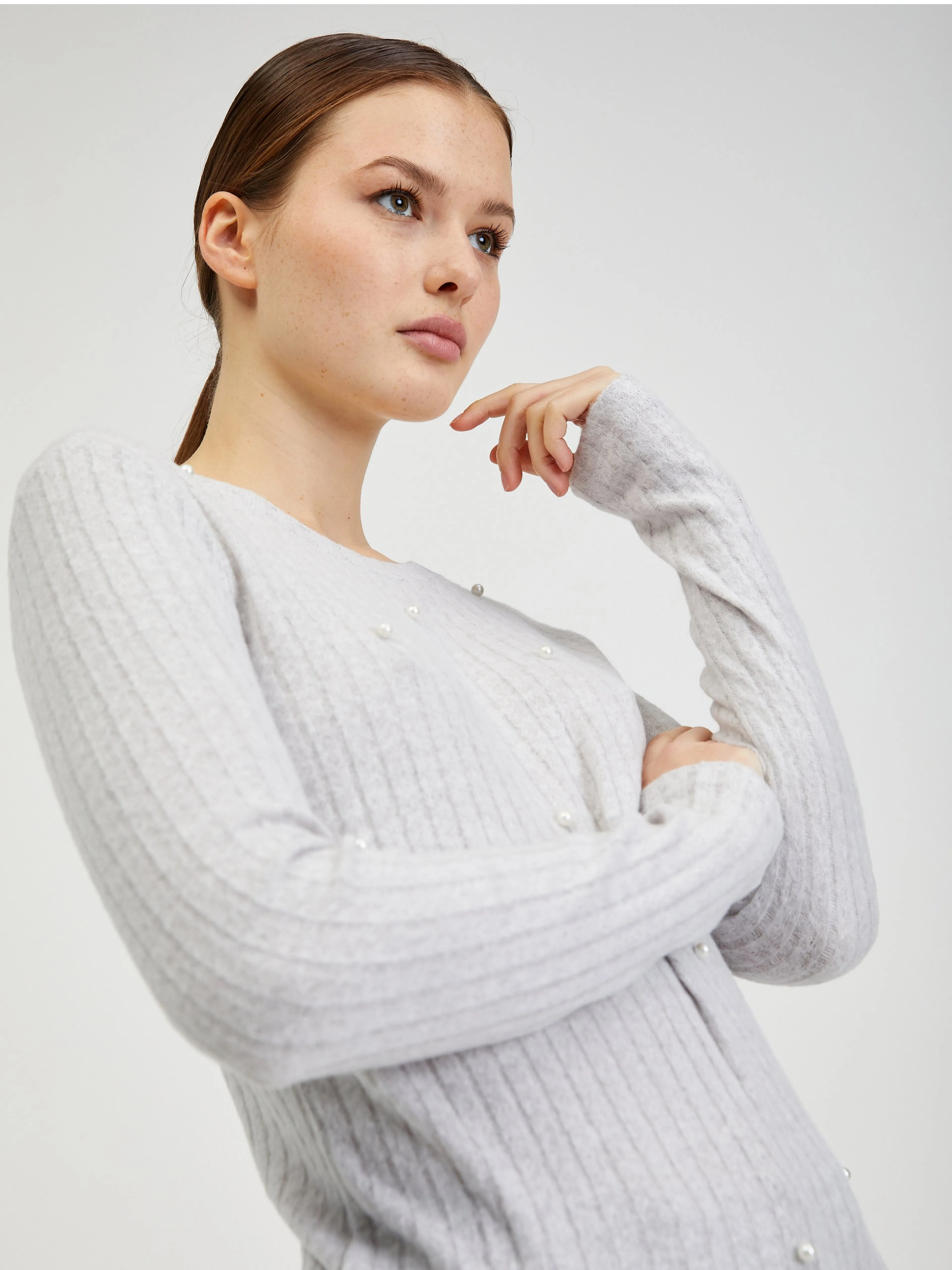 Hellgrauer Damen Rippenpullover ORSAY