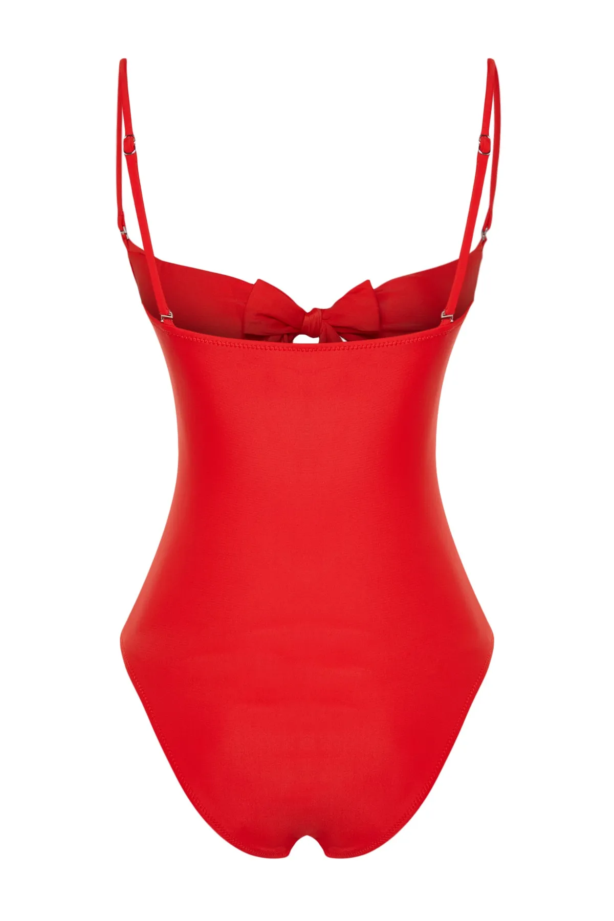 Trendyol Collection  Roter trägerloser Badeanzug mit Cut-Out/Fenster und normalem Beinschnitt TBESS22MA0001