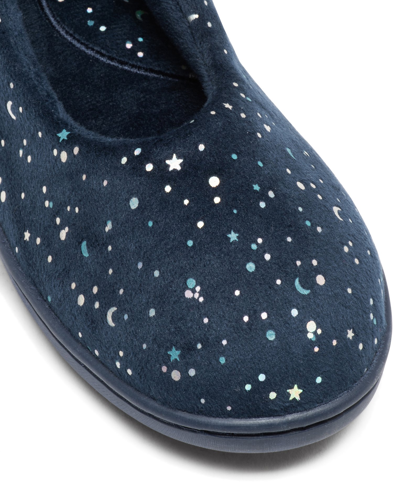 Chaussons femme ballerines moelleuses en velours imprimé - DIM marine | GEMO