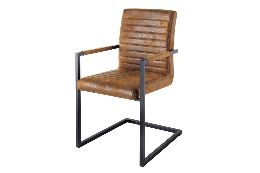 riess-ambiente Freischwinger LOFT vintage braun / schwarz (Einzelartikel, 1 St), Esszimmer · Microfaser · Metall · mit Armlehne · Industrial