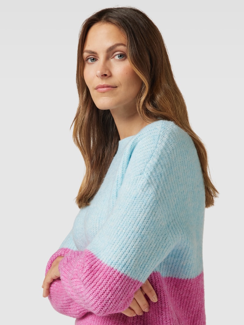 Strickpullover mit Rundhalsausschnitt in pink