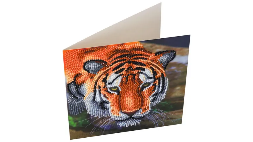 Craft Buddy - Crystal Art Diamond Painting Card Kit Tiger, 18 x 18 cm