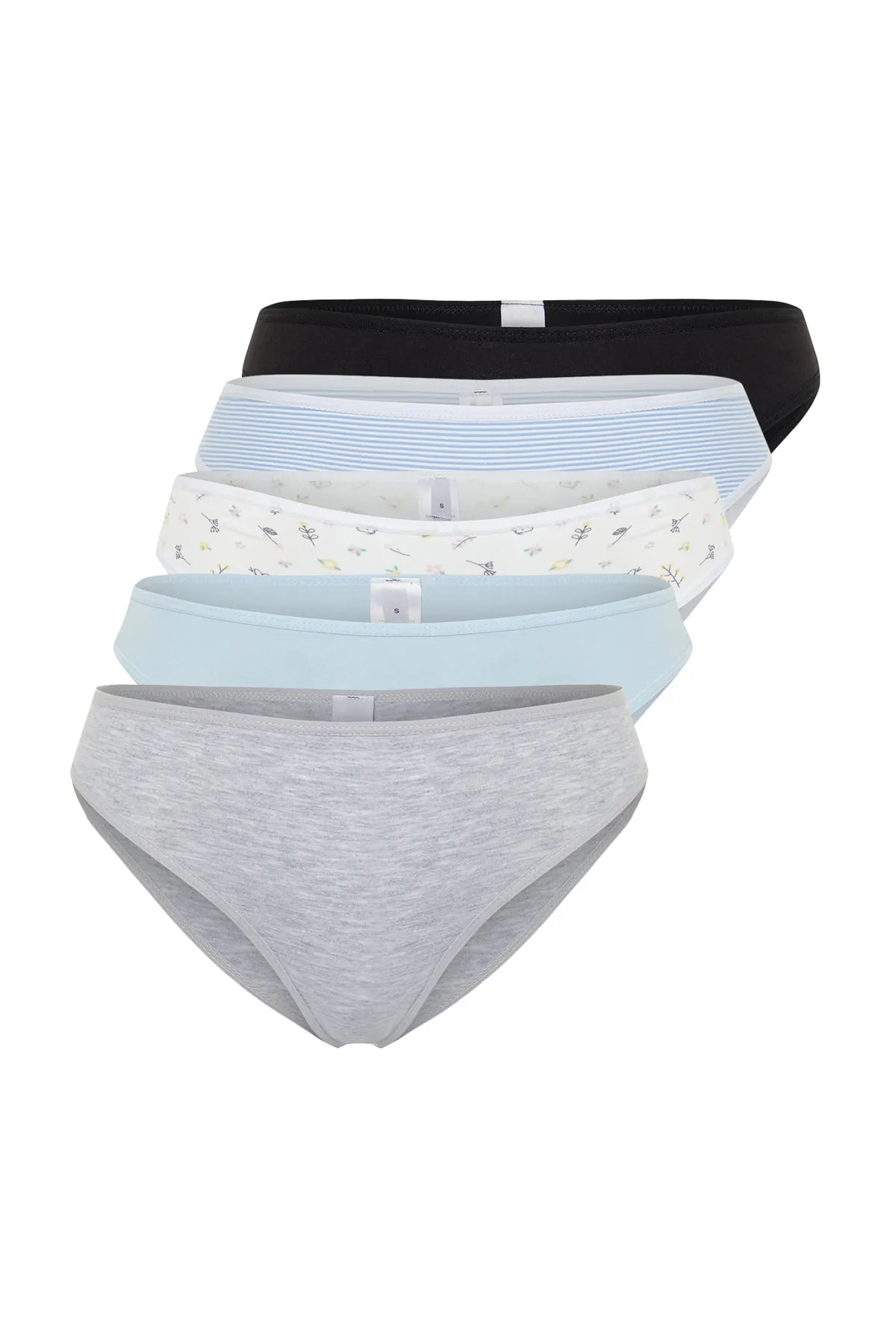 Trendyol Collection  Blau-mehrfarbige brasilianische Strick-Slips aus Baumwolle im 5er-Pack THMSS24KU00029