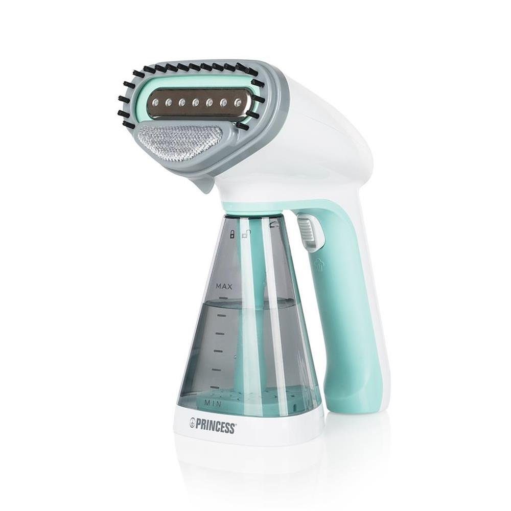 PRINCESS Dampfbürste Hand Dampfglätter, 1600 Watt, Textil Dampfreiniger, Bekleidungsdämpfer, weiß, türkis
