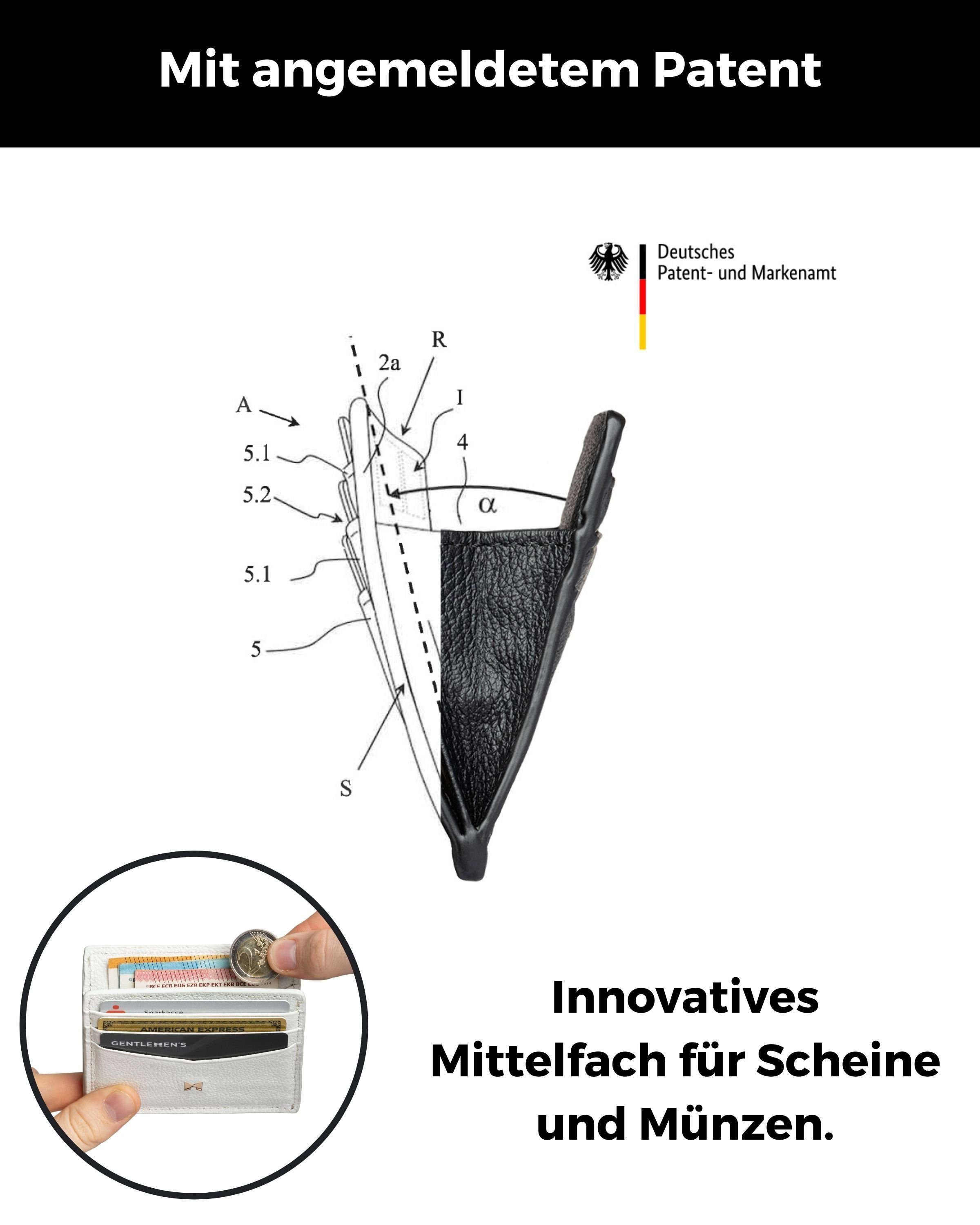 Gentlemen's Kartenetui - Kreditkartenetui mit Mittelfach & RFID Schutz - Slim Wallet Herren, mit Schein- und Münzfach - Herren Geldbeutel mit Fach für AirTag