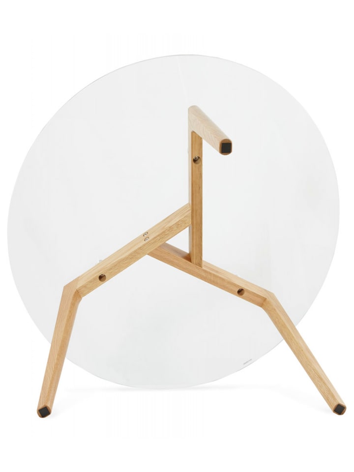 KADIMA DESIGN Runder Glas Couchtisch mit Eichenholz Beinen | Zeitgenössisch günstig kaufen onesize