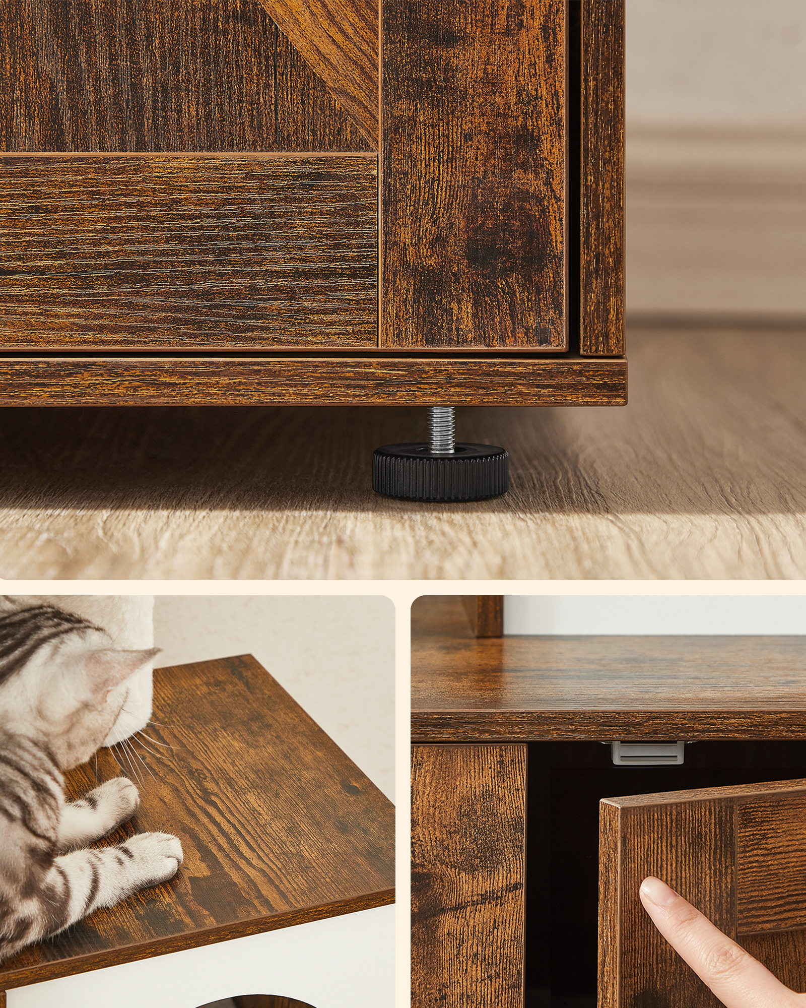 FEANDREA Kratzbäume FEANDREA Kratzbaum mit Katzenklo-Schrank 2-in-1 braun