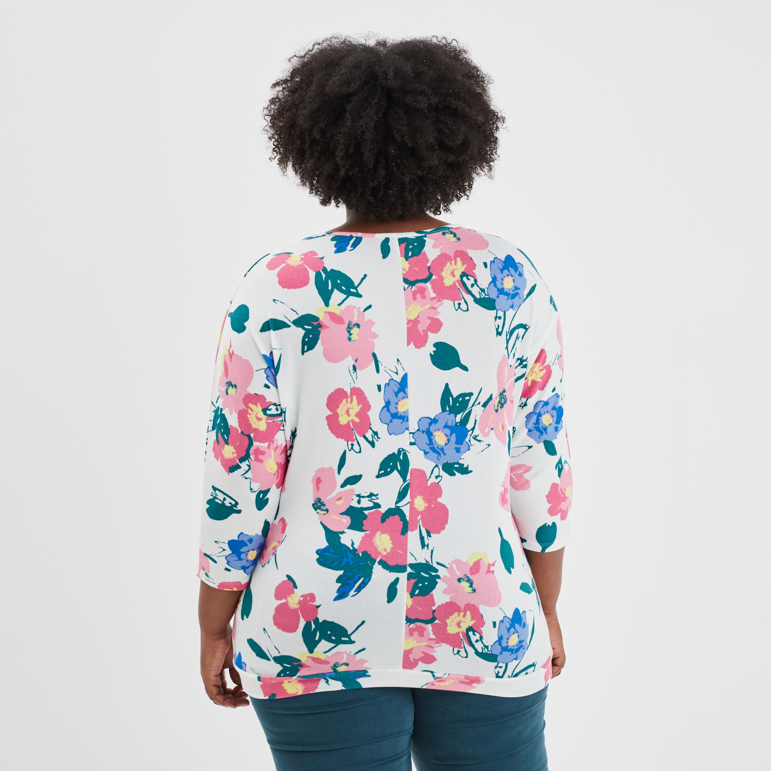 Pull col en V manches chauves-souris ecru femme | La Halle