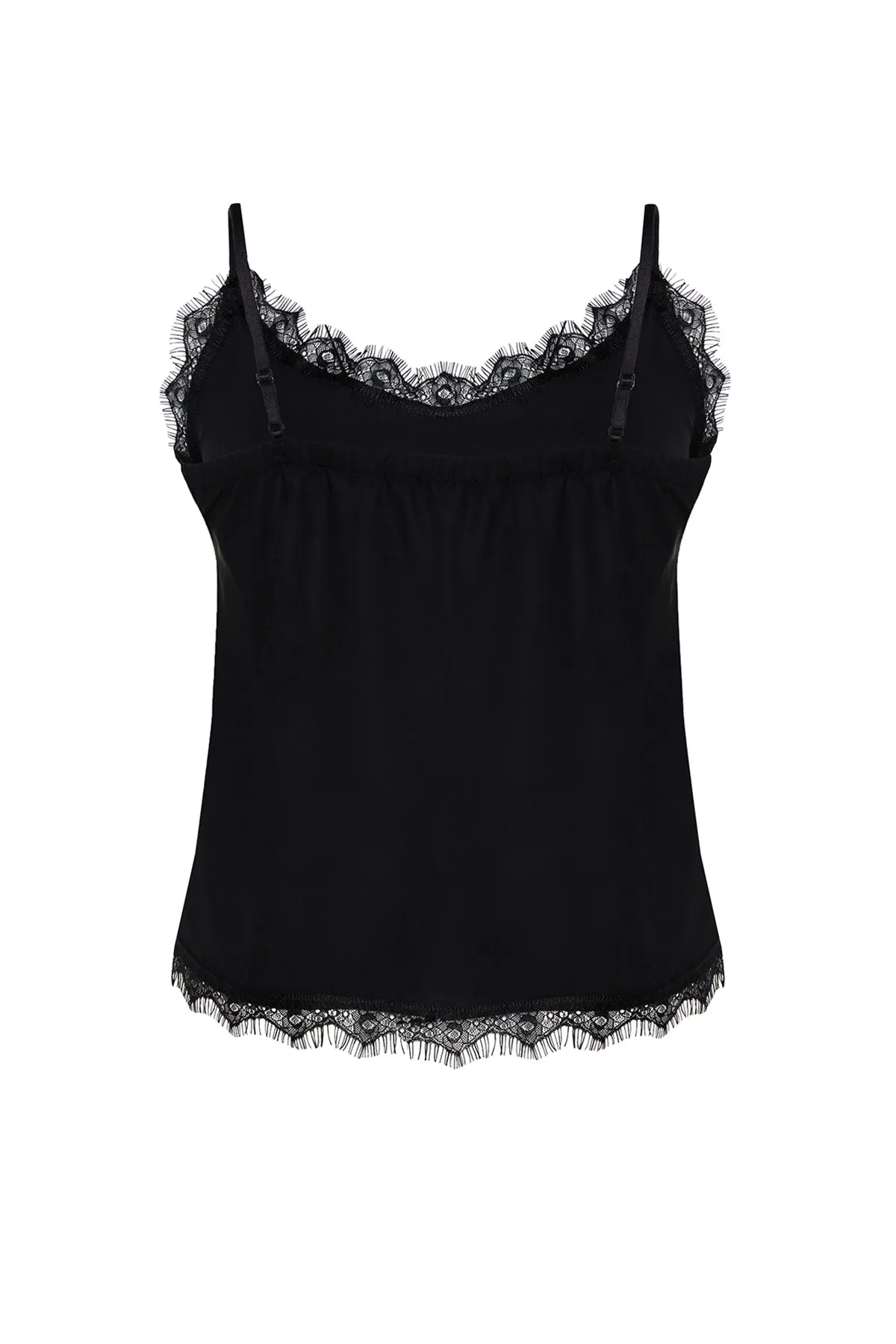 Trendyol Curve  Schwarze Bluse aus gewebter Spitze mit Trägern TBSSS22AF0044